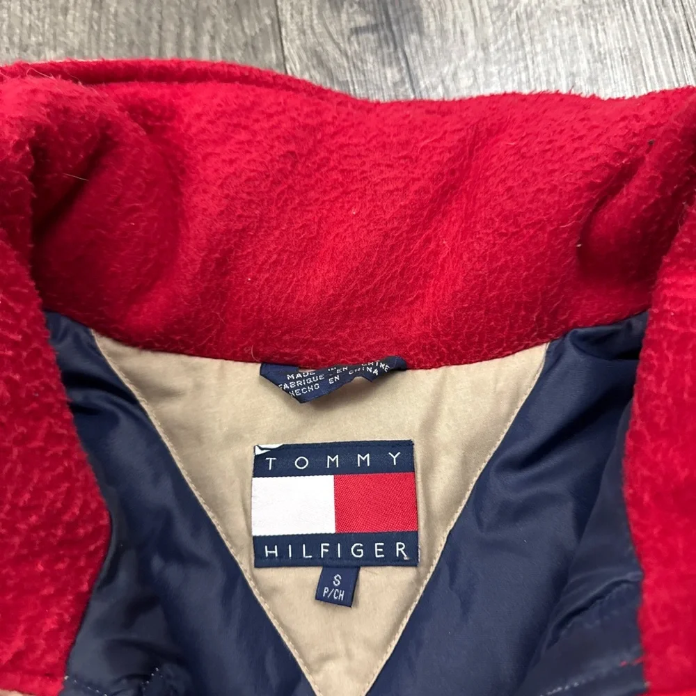 Vintage 90s Tommy Hilfiger Duck Down Puffer Jacket Utility Pockets Khaki